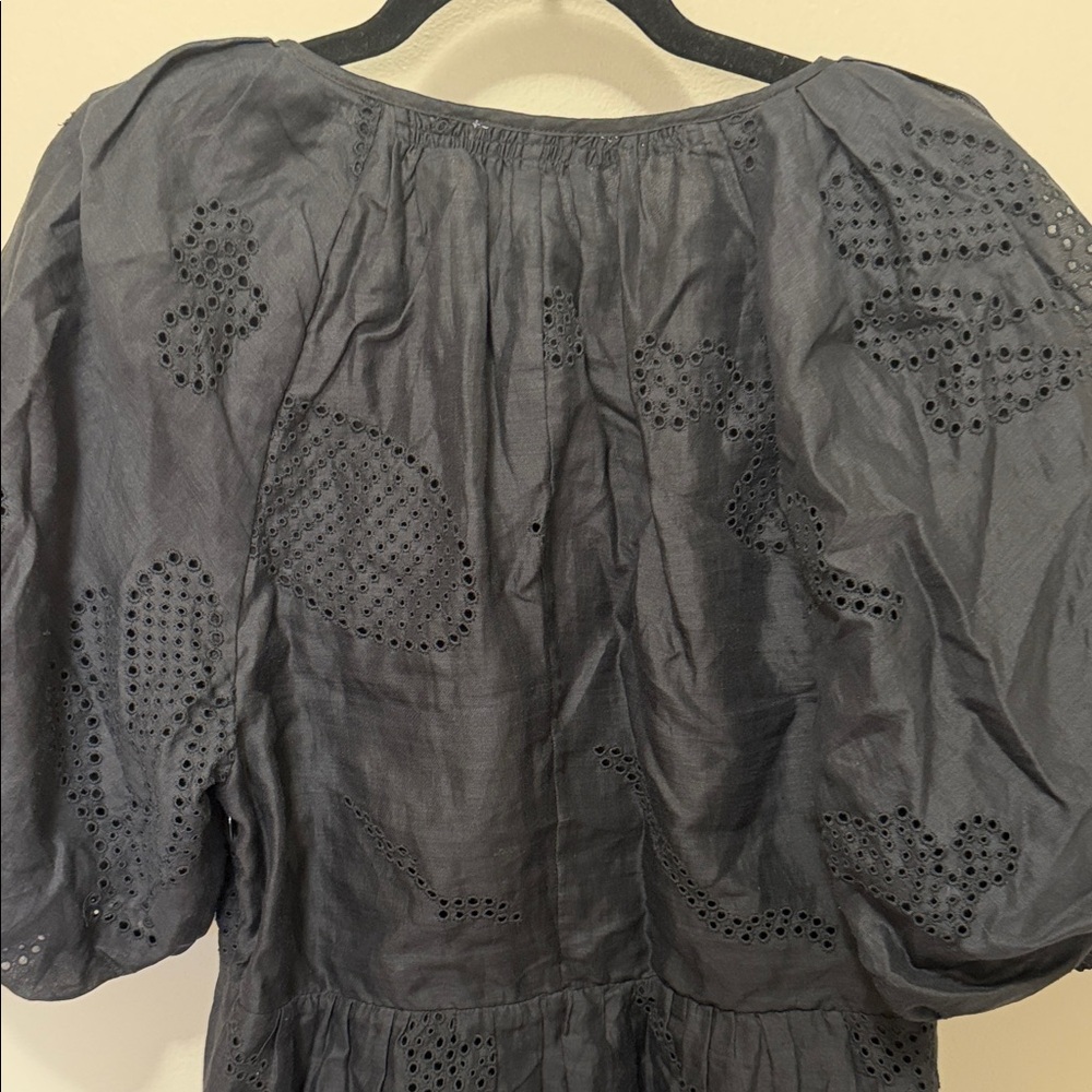 FRAME Black Puff Sleeve Eyelet Dress - Picture 6 of 14